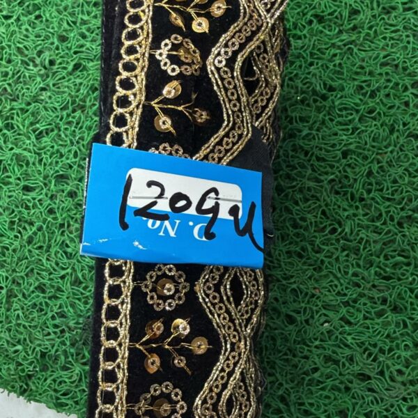 Premium Black Embroidery Lace with Golden Zari & Sequin Work – 9 Meter Roll