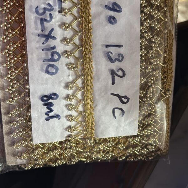 Premium Golden Pearl Hanging Lace – Meter 8