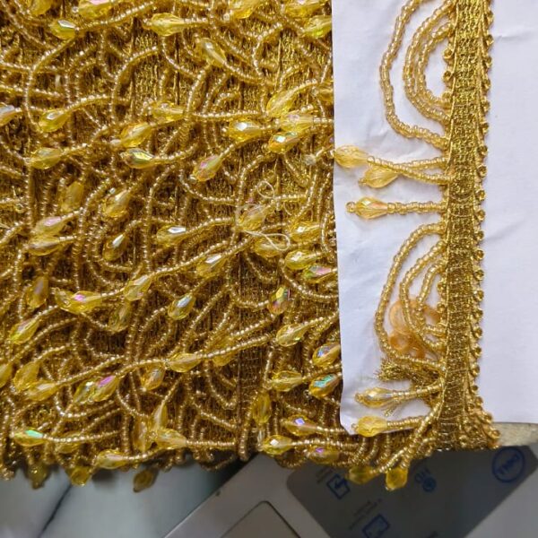 Golden Crystal Beads Designer Hanging Lace – 8 Meter