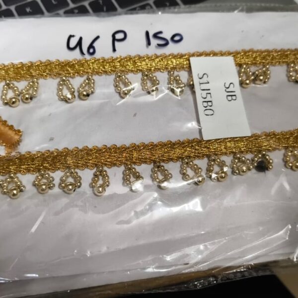 Golden Pearl Heart Hanging Fancy Lace – 8 Meter