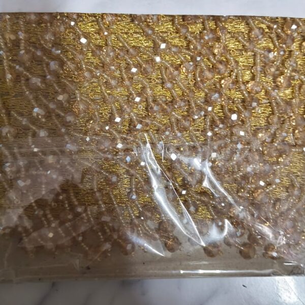 Golden Peach Crystal Hanging Fancy Lace – 8 Meter