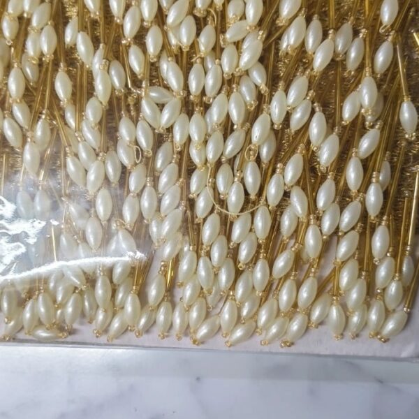 Golden Ivory Pearl Tassel Hanging Lace – 8 Meter