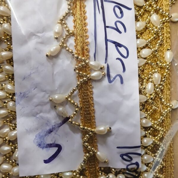 Golden Ivory Pearl Net Hanging Lace – 8 Meter