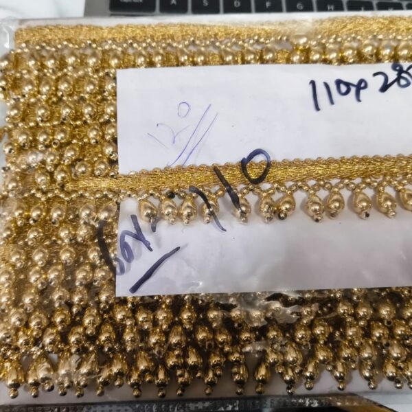 Golden Mini Pearl Drop Hanging Lace – 8 Meter