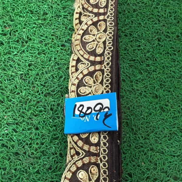 Premium Brown Embroidery Lace with Golden Thread Work – 9 Meter Roll