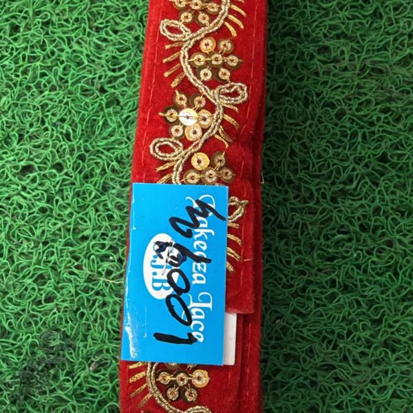 Premium Red Floral Embroidery Lace with Golden Zari Work – 9 Meter Roll