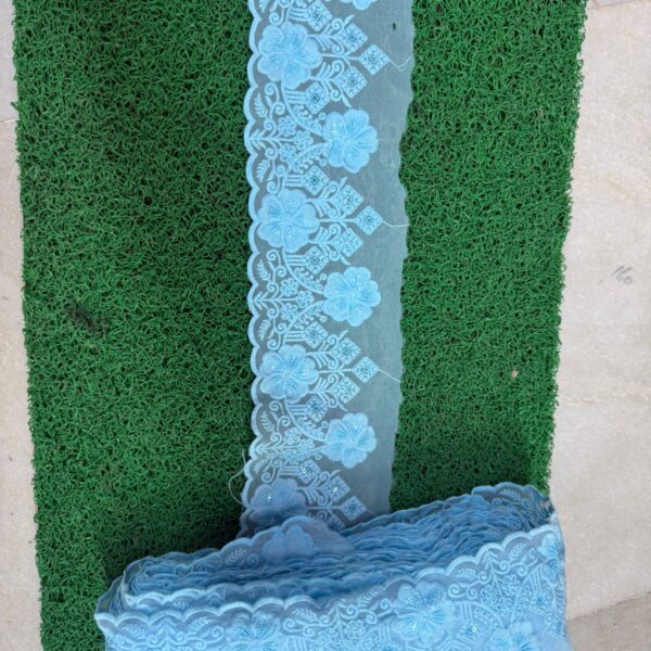 Heavy Organza Flower Scallop Border Lace – 20 Meter