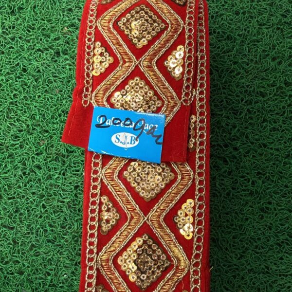 Heavy Embroidery Lace with Golden Diamond Sequin Design – 9 Meter Roll