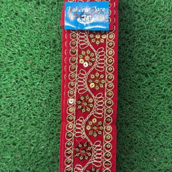 Designer Embroidery Lace with Golden Floral & Wave Pattern – 9 Meter Roll