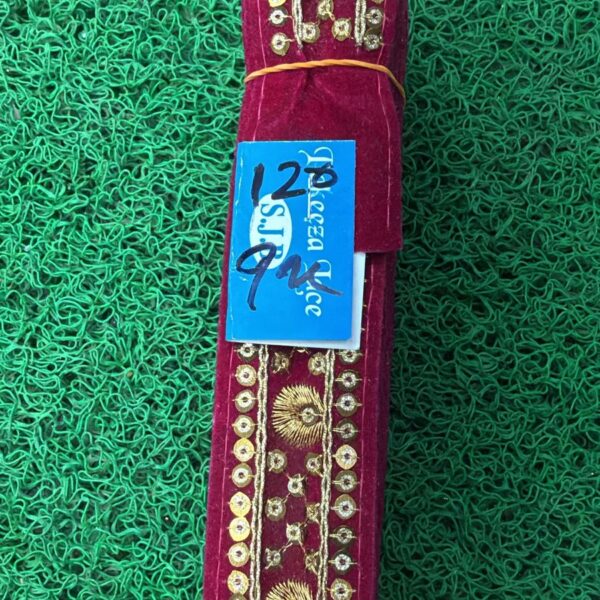 Designer Narrow Embroidery Lace with Golden Sun & Sequin Work – 9 Meter Roll