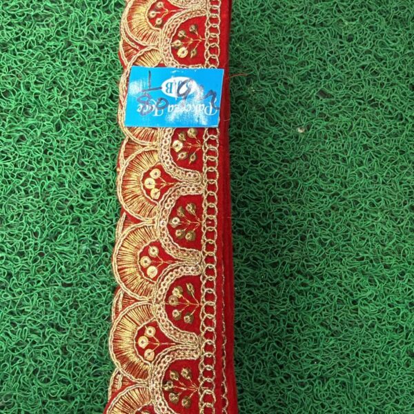 Designer Scallop Border Lace with Golden Zari & Sequin Work – 2 Inch