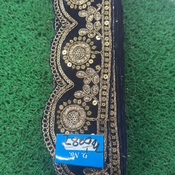 Premium Black Scallop Lace with Golden Zari & Sequin Work – 2.5 Inch