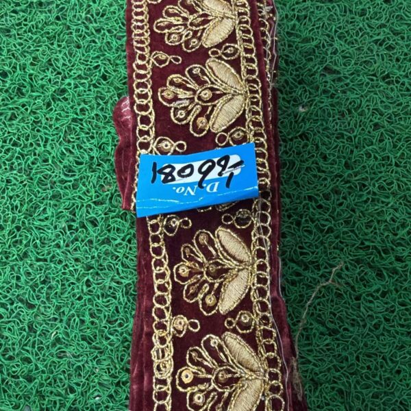 Premium Maroon Embroidery Lace with Golden Zari Work – 9 Meter Roll