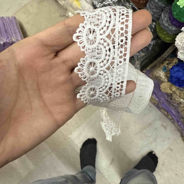 White Broad Floral Net Lace – 8 Meter