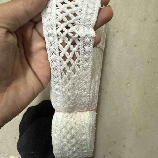 White Diamond Net Designer Broad Lace – 20 Meter