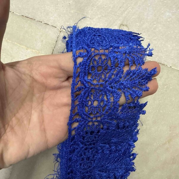 Royal Blue Broad Floral Net Designer Lace – 20 Meter