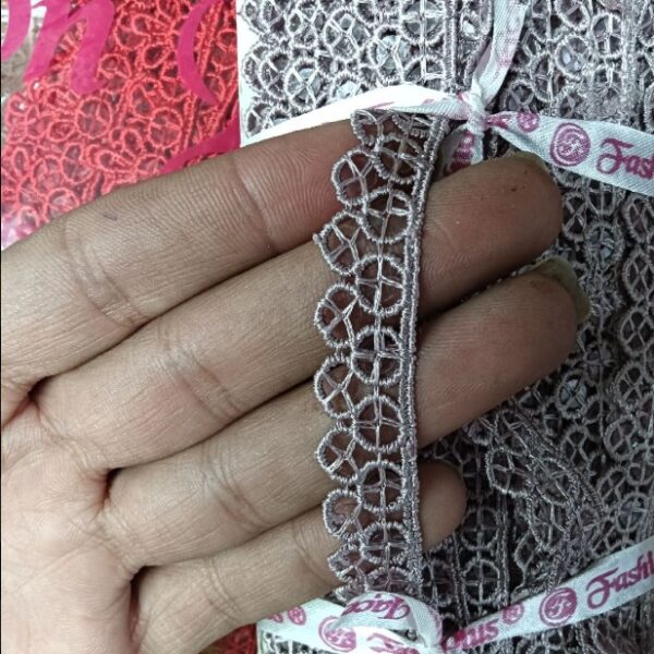 Grey Heart Net Designer Lace – 20 Meter
