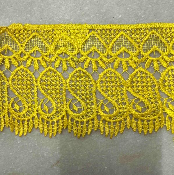 Mustard Paisley Broad Embroidery Lace – 20 Meter